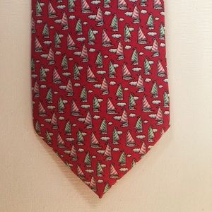 Vineyard Vines Christmas Green & Red Sailboat Tie
